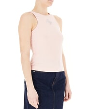 GUESS NEW SL ROUND GUENDALINA 4G-Tanktop mit Strass-Logo rosa Perle - T-Shirts und Tops f&uuml;r Damen - 3