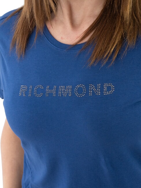 MECHI Stretch-T-Shirt mit Strass-Logo Blau - T-Shirts und Tops f&uuml;r Damen