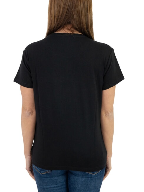 MECHI Stretch-T-Shirt mit Strass-Logo Schwarz - T-Shirts und Tops f&uuml;r Damen