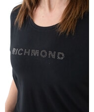 JOHN RICHMOND MECHI Stretch-T-Shirt mit Strass-Logo Schwarz - T-Shirts und Tops f&uuml;r Damen - 3