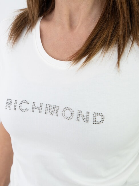 MECHI Stretch-T-Shirt mit Strass-Logo nicht-gerade weiss - T-Shirts und Tops f&uuml;r Damen