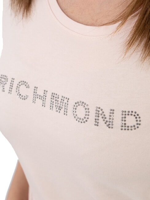 MECHI Stretch-T-Shirt mit Strass-Logo Pulver - T-Shirts und Tops f&uuml;r Damen