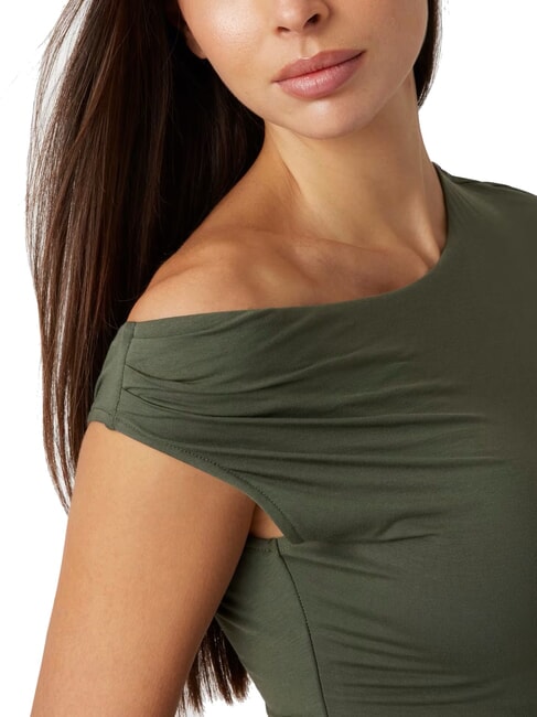 SS DOLMAN OFF MIRAYA  T-Shirt mit One-Shoulder-Design gr&uuml;ne Pflanze - T-Shirts und Tops f&uuml;r Damen