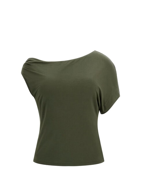 SS DOLMAN OFF MIRAYA  T-Shirt mit One-Shoulder-Design gr&uuml;ne Pflanze - T-Shirts und Tops f&uuml;r Damen