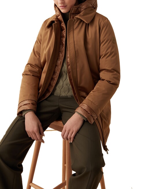 SURROUNDING Lange, wattierte Jacke mit Kapuze Pilz - Damenjacken