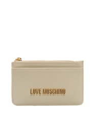 LOVE MOSCHINO METALLIC LOGO Flaches Kartenetui mit M&uuml;nzfach Elfenbein - Brieftaschen Damen - 3