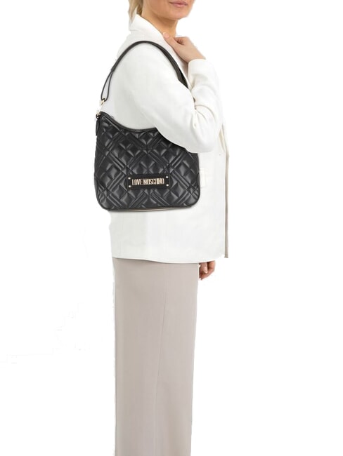 QUILTED  Hobo-Umh&auml;ngetasche Schwarz - Damentaschen