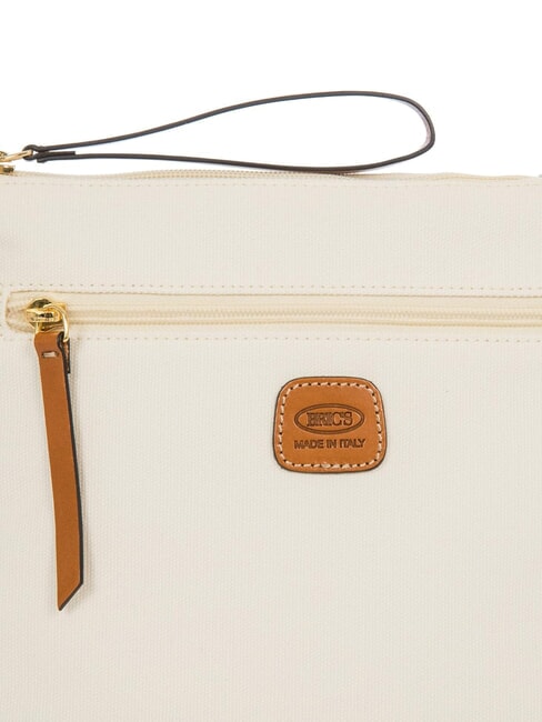 SORRENTO EMMA Flache Umh&auml;ngetasche aus Canvas CREME - Damentaschen