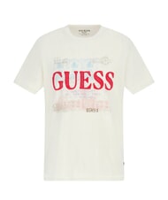 GUESS WORLD STAMPS T-Shirt aus Baumwolle perlwei&szlig; multi - Herren-T-Shirts - 3