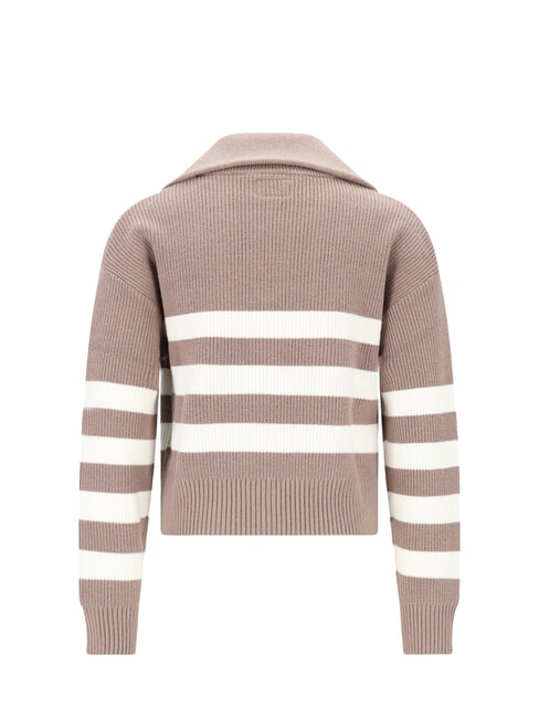 KIDS Gestreifte Strickjacke mit Rei&szlig;verschluss braun wei&szlig;e Streifen - Kinderpullover