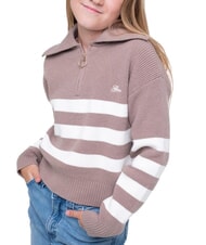 GUESS KIDS Gestreifte Strickjacke mit Rei&szlig;verschluss braun wei&szlig;e Streifen - Kinderpullover - 3
