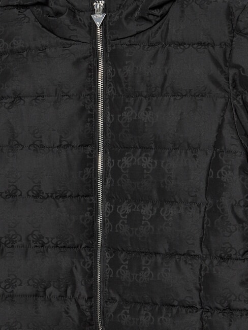 KIDS Pufferjacke mit langer Kapuze 4g schwarzer Jacquard - Kinder Jacken