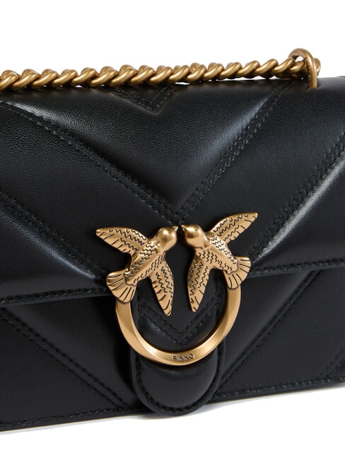 LOVE ONE MINI Gesteppte Tasche aus Nappaleder mit Chevron-Muster schwarz-antikgold - Damentaschen