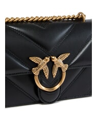 PINKO LOVE ONE MINI Gesteppte Tasche aus Nappaleder mit Chevron-Muster schwarz-antikgold - Damentaschen - 3