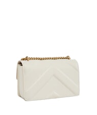 PINKO LOVE ONE MINI Gesteppte Tasche aus Nappaleder mit Chevron-Muster Seide wei&szlig;-antikgold - Damentaschen - 2