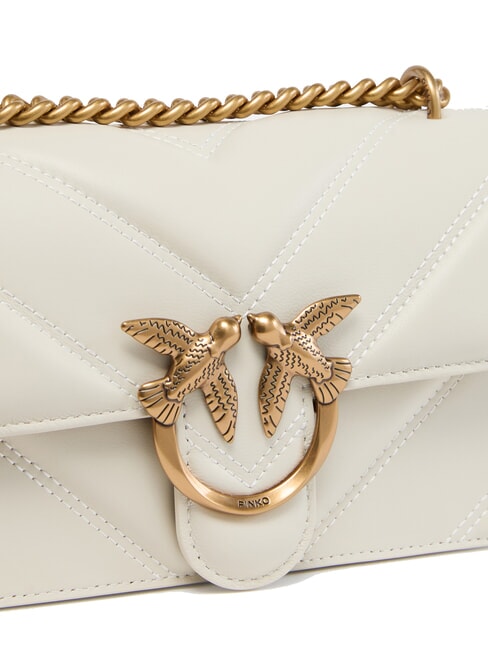 LOVE ONE MINI Gesteppte Tasche aus Nappaleder mit Chevron-Muster Seide wei&szlig;-antikgold - Damentaschen