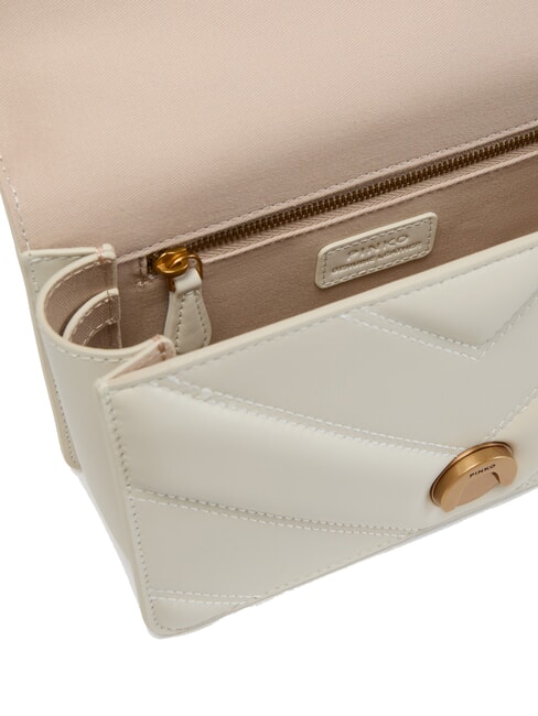 LOVE ONE MINI Gesteppte Tasche aus Nappaleder mit Chevron-Muster Seide wei&szlig;-antikgold - Damentaschen