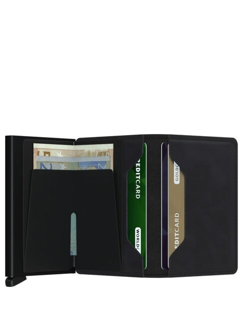 VINTAGE  Schlanke Lederbrieftasche Schwarz - Brieftaschen Herren