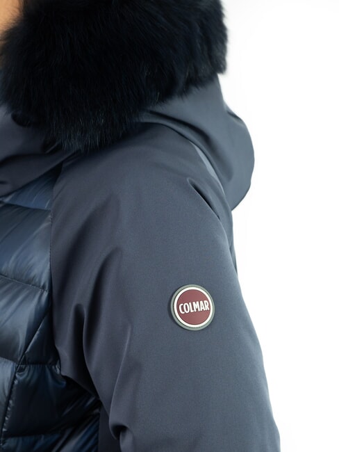 PURENESS Daunenjacke aus zwei Materialien mit Kapuze marineblau - Daunenjacken f&uuml;r Damen