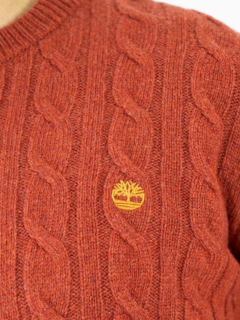JAFFREY Pullover mit Rundhalsausschnitt und Zopfmuster Chili-&Ouml;l - Herrenpullover