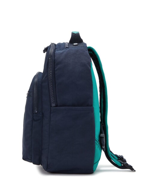SEOUL SMALL Rucksack blau gr&uuml;ner Block - Rucks&auml;cke f&uuml;r Schule &amp; Freizeit
