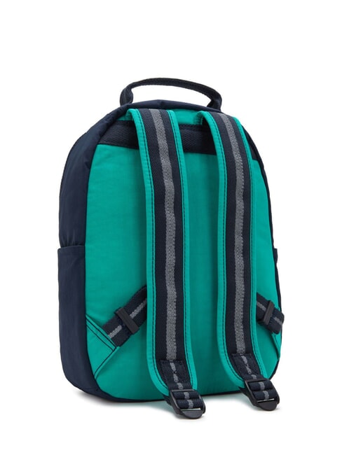 SEOUL SMALL Rucksack blau gr&uuml;ner Block - Rucks&auml;cke f&uuml;r Schule &amp; Freizeit