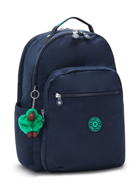 SEOUL Rucksack mit 15"-Laptopfach blau gr&uuml;ner Block - Rucks&auml;cke f&uuml;r Schule &amp; Freizeit