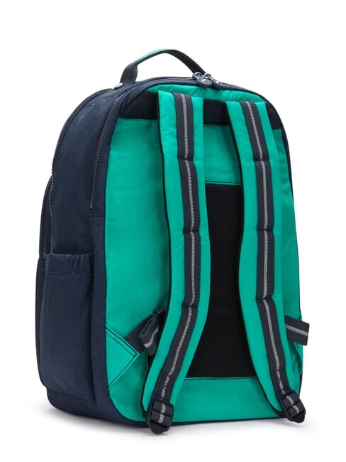 SEOUL Rucksack mit 15"-Laptopfach blau gr&uuml;ner Block - Rucks&auml;cke f&uuml;r Schule &amp; Freizeit