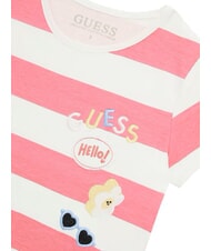 GUESS KIDS Gestreiftes T-Shirt wei&szlig; und fuchsia st - Kinder-T-Shirt - 3