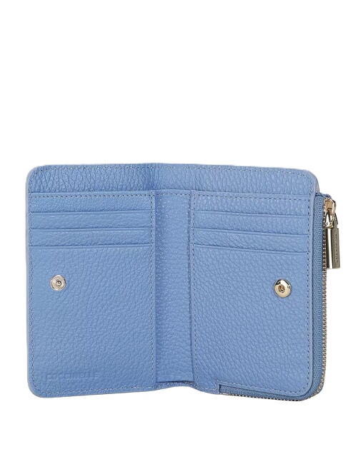 METALLIC SOFT Kleine Geldb&ouml;rse aus Leder Blau - Brieftaschen Damen