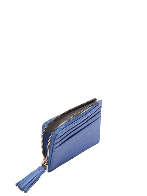 TASSEL Kartenetui mit Rei&szlig;verschluss aus geh&auml;mmertem Leder Blau - Brieftaschen Damen