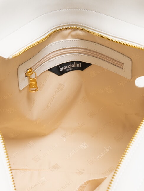 NORA Einkaufstasche aus Leder mit Schnallen Wei&szlig; - Damentaschen