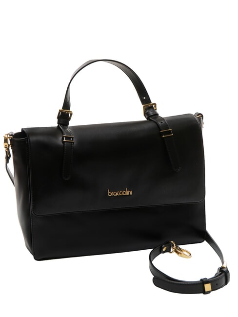 GRETA Aktentasche aus Leder mit Schultergurt Schwarz - Damentaschen