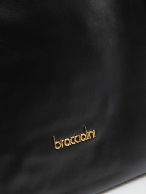 SOFIA Umh&auml;ngetasche aus Leder mit kleinen Blumen Schwarz - Damentaschen