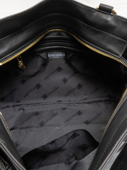 SOFIA Lederhandtasche mit kleinen Blumen Schwarz - Damentaschen