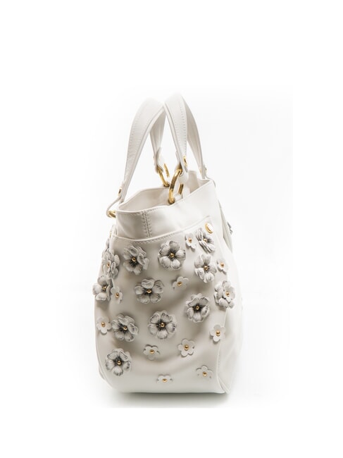 SOFIA Lederhandtasche mit kleinen Blumen Wei&szlig; - Damentaschen