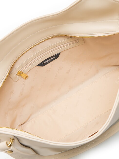 NAOMI Umh&auml;ngetasche aus Leder Beige - Damentaschen