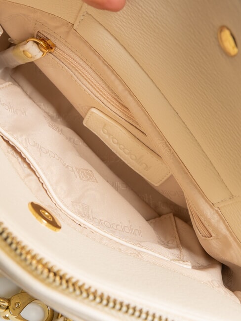 GISELLE Umh&auml;ngetasche mit Logo und Nieten Beige - Damentaschen