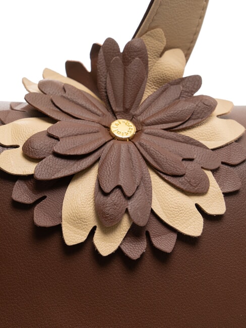 SOFIA Lederhandtasche mit Blume braun - Damentaschen