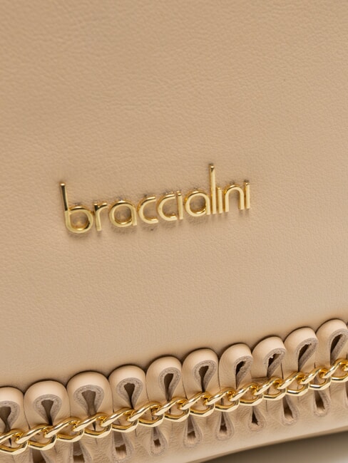 NAOMI Umh&auml;ngetasche aus Leder mit Kette Beige - Damentaschen