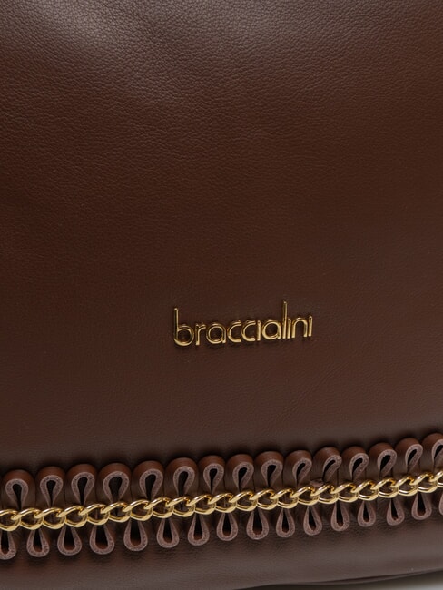NAOMI Umh&auml;ngetasche aus Leder mit Kette braun - Damentaschen