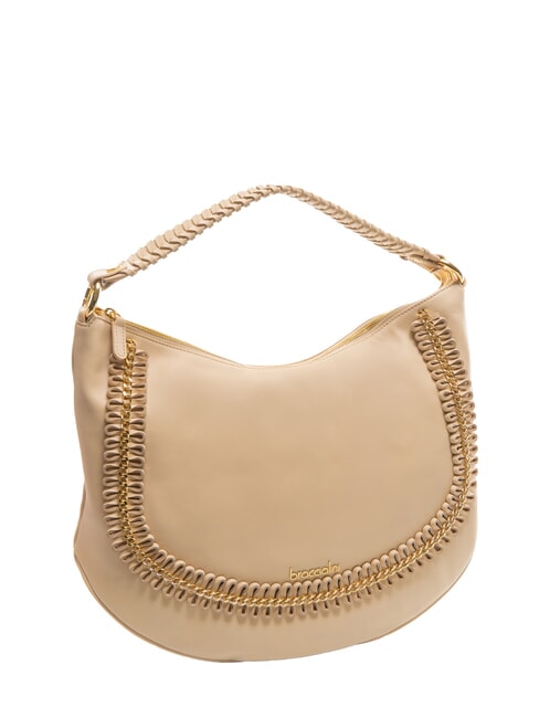 NAOMI Hobo-Tasche aus Leder mit Kette Beige - Damentaschen