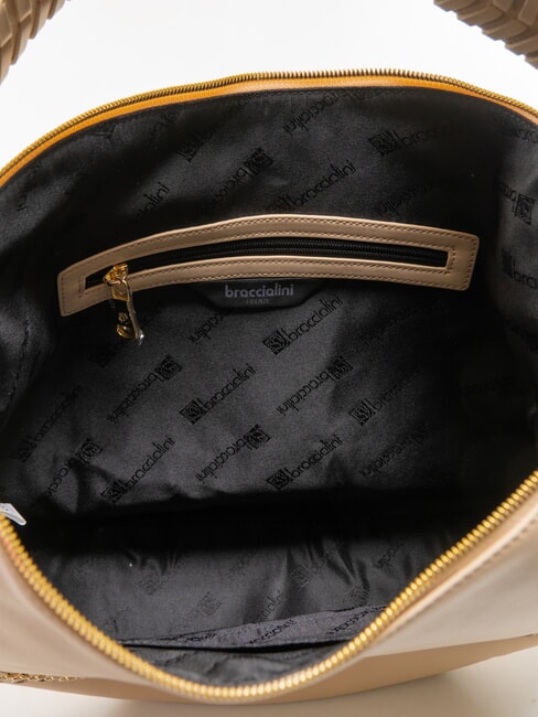 NAOMI Hobo-Tasche aus Leder mit Kette Beige - Damentaschen