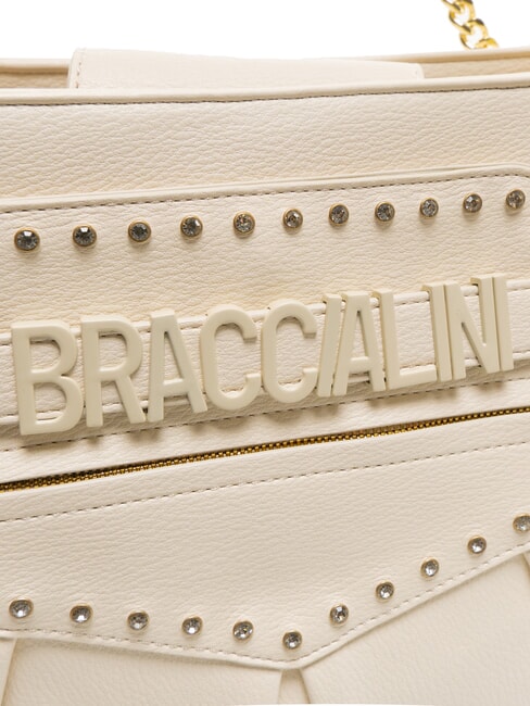 GISELLE Umh&auml;ngetasche mit Metalllogo Beige - Damentaschen