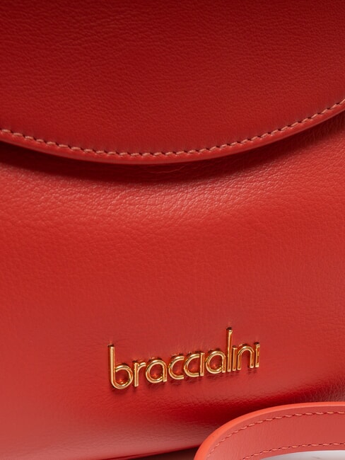 SOFIA Lederhandtasche mit kleinen Blumen Rot - Damentaschen