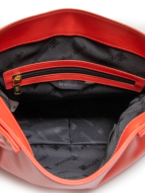 SOFIA Lederhandtasche mit kleinen Blumen Rot - Damentaschen