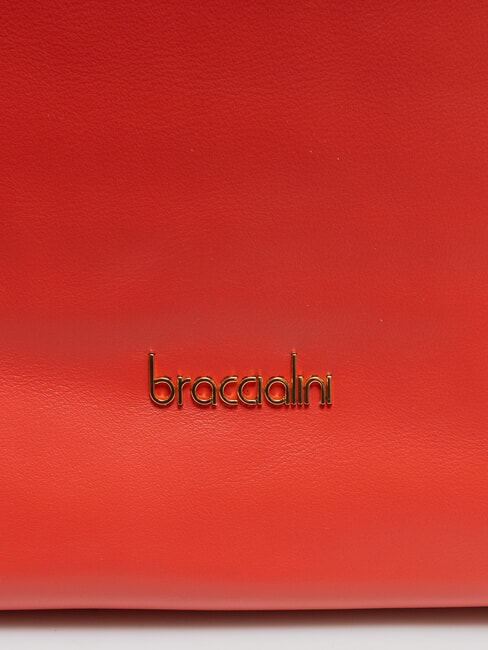 SOFIA Umh&auml;ngetasche aus Leder mit kleinen Blumen Rot - Damentaschen