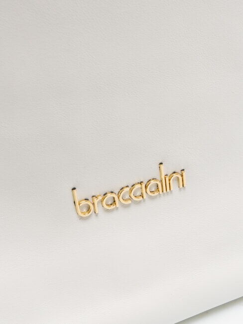 SOFIA Umh&auml;ngetasche aus Leder mit kleinen Blumen Wei&szlig; - Damentaschen