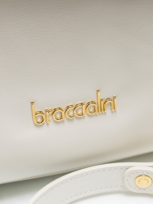 NORA Umh&auml;ngetasche aus Leder mit Schnallen Wei&szlig; - Damentaschen