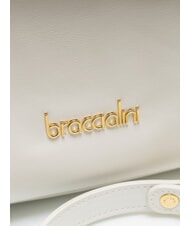 BRACCIALINI NORA Umh&auml;ngetasche aus Leder mit Schnallen Wei&szlig; - Damentaschen - 3